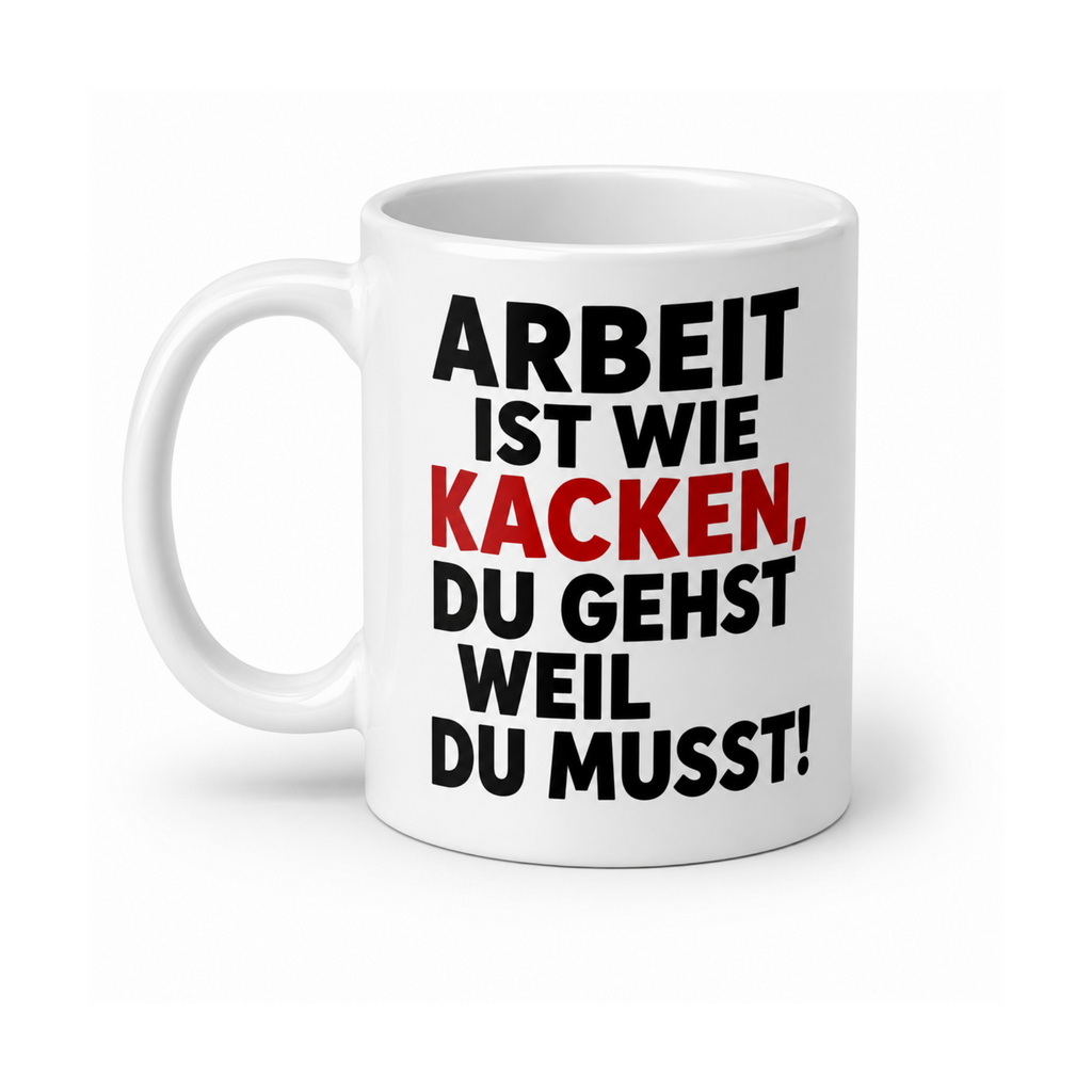 Arbeit ist wie Kacken – Lustige Tasse | Witziger Kaffeebecher für Büro & Kollegen