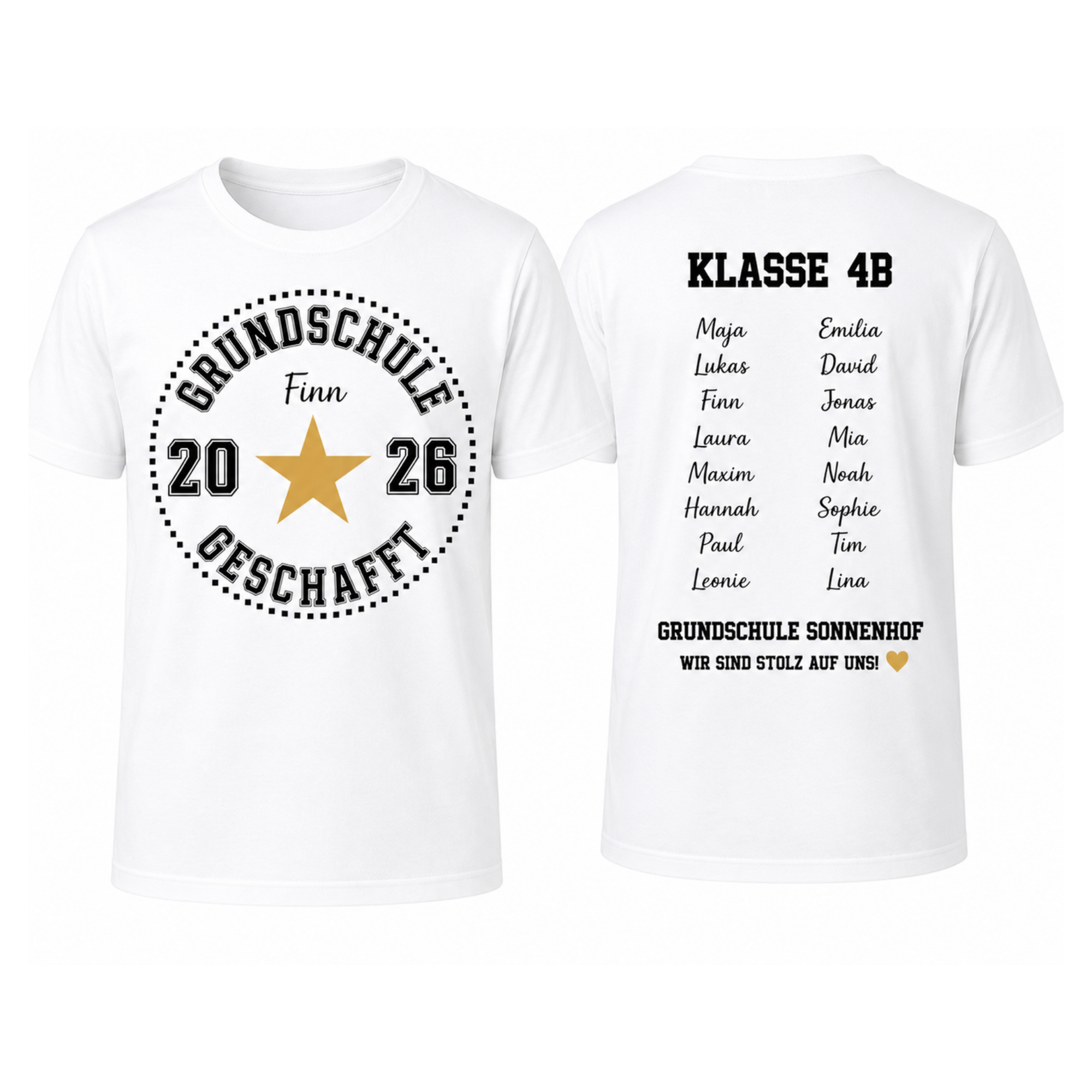 Personalisiertes Grundschule Abschieds T-Shirt – Klassen T-Shirt mit Wunschname