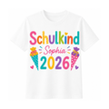 Personalisiertes Schulkind T-Shirt mit Name | Einschulung Mädchen | Wunschname + Wunschjahr