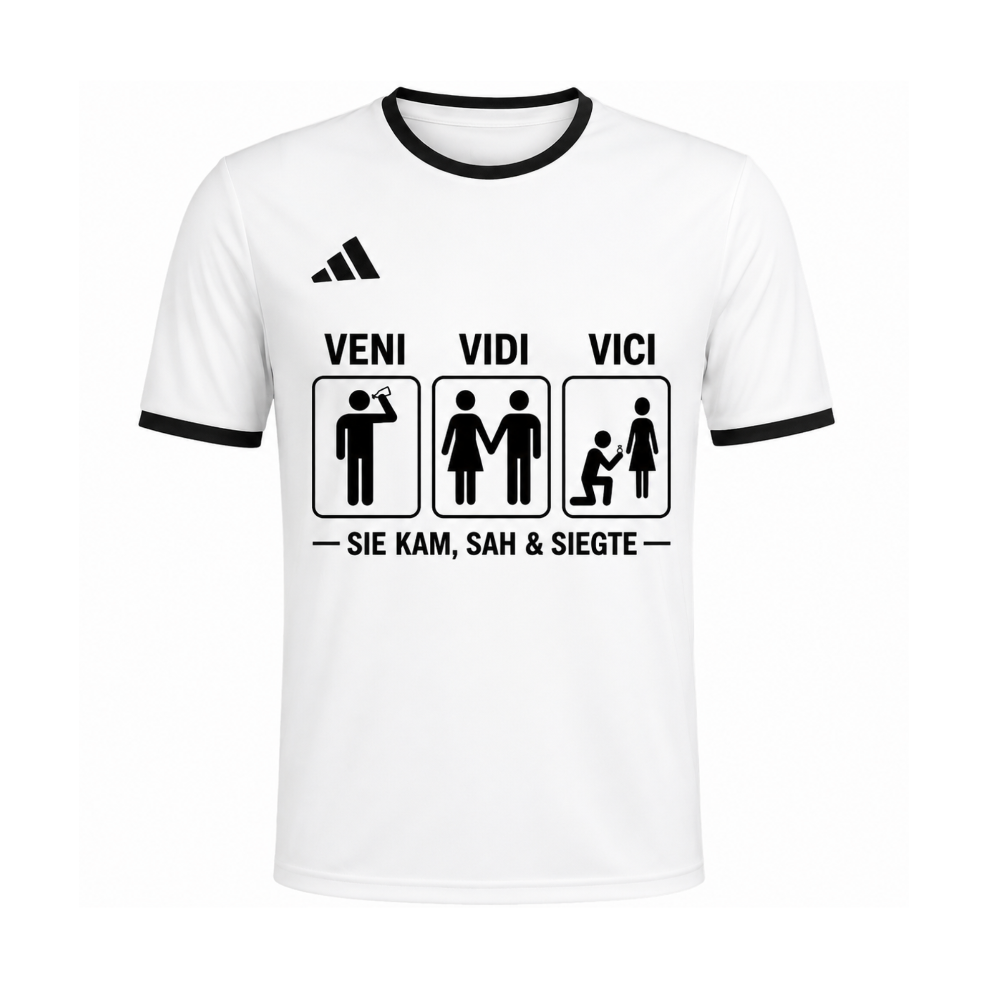 Adidas Entrada Trikot – Veni Vidi Vici | Sie kam, sah & siegte | Lustiges JGA Fußballtrikot