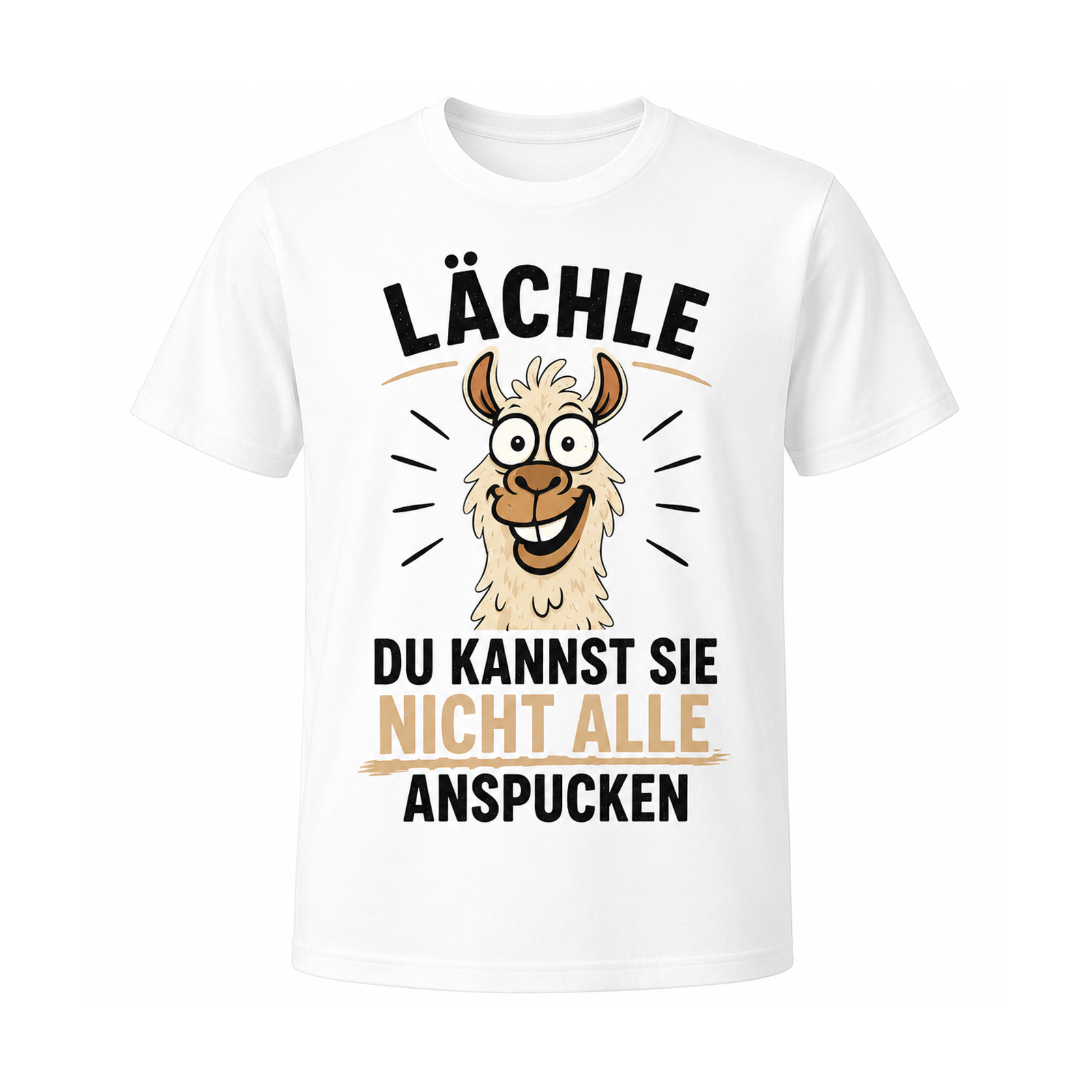 Lama T-Shirt – Lächle, du kannst sie nicht alle anspucken | Lustiges Fun-Shirt