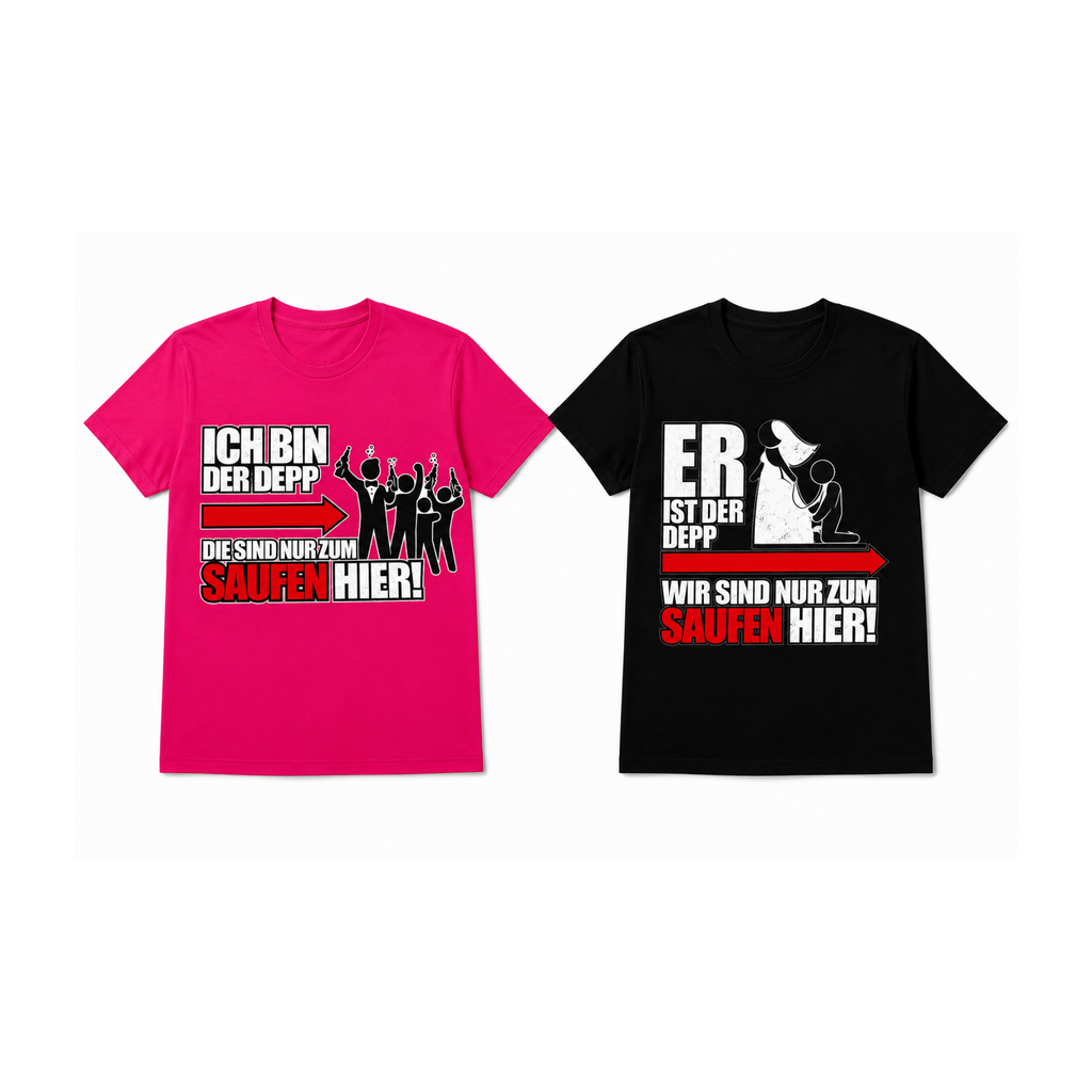 JGA Shirt – Wir sind nur zum Saufen hier | Lustiges Junggesellenabschied T-Shirt